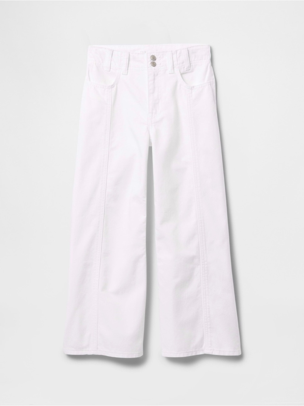 GAP Kids White High Stride Ankle Wide-Leg Jeans